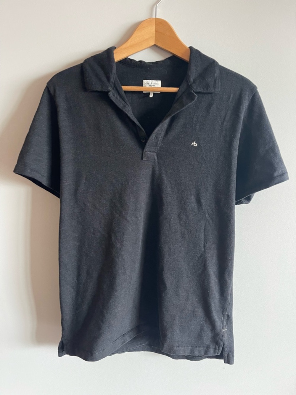 rag & bone Black Short-Sleeve Polo Shirt